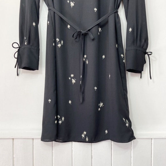 H&M Dark Gray Floral Long Sleeve Shift Dress Size XS - Picture 6 of 16